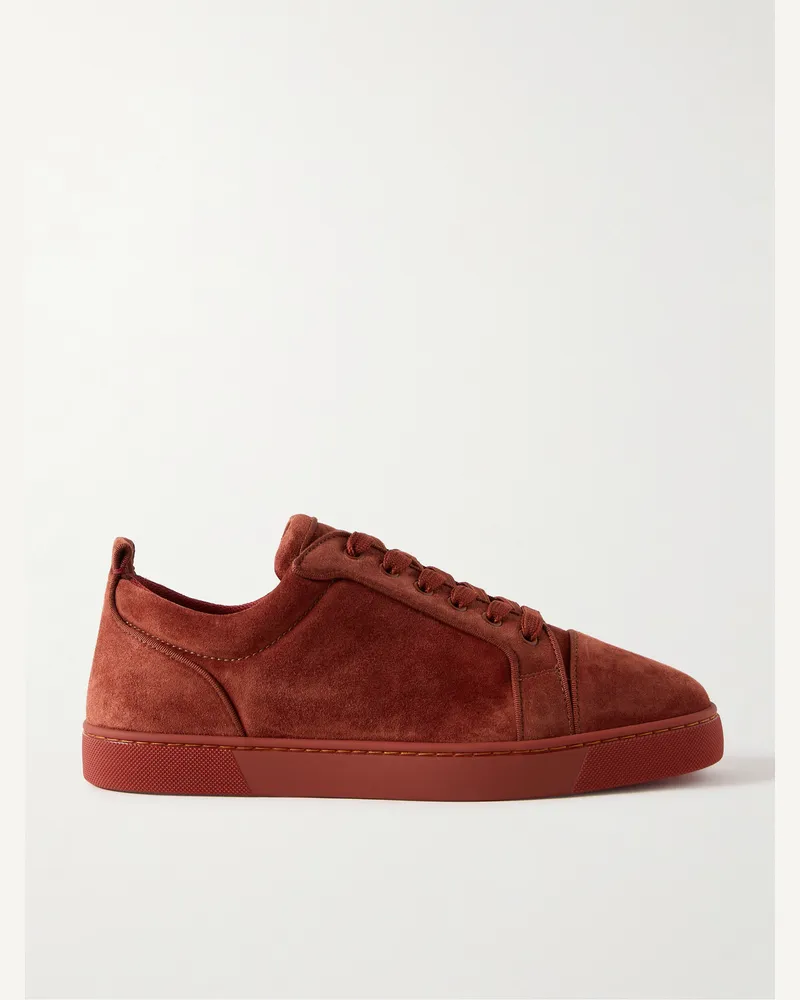 Christian Louboutin Louis Junior Sneakers aus Veloursleder mit Ripsband Rot