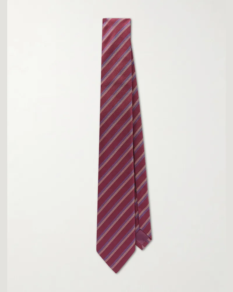 Charvet 8.5cm Striped Silk-Jacquard Tie Burgundy