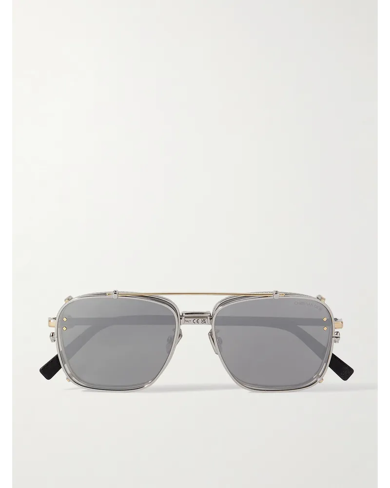 Dior CD Diamond S4U wandelbare Pilotensonnenbrille mit gold- und silberfarbenen Details Silber