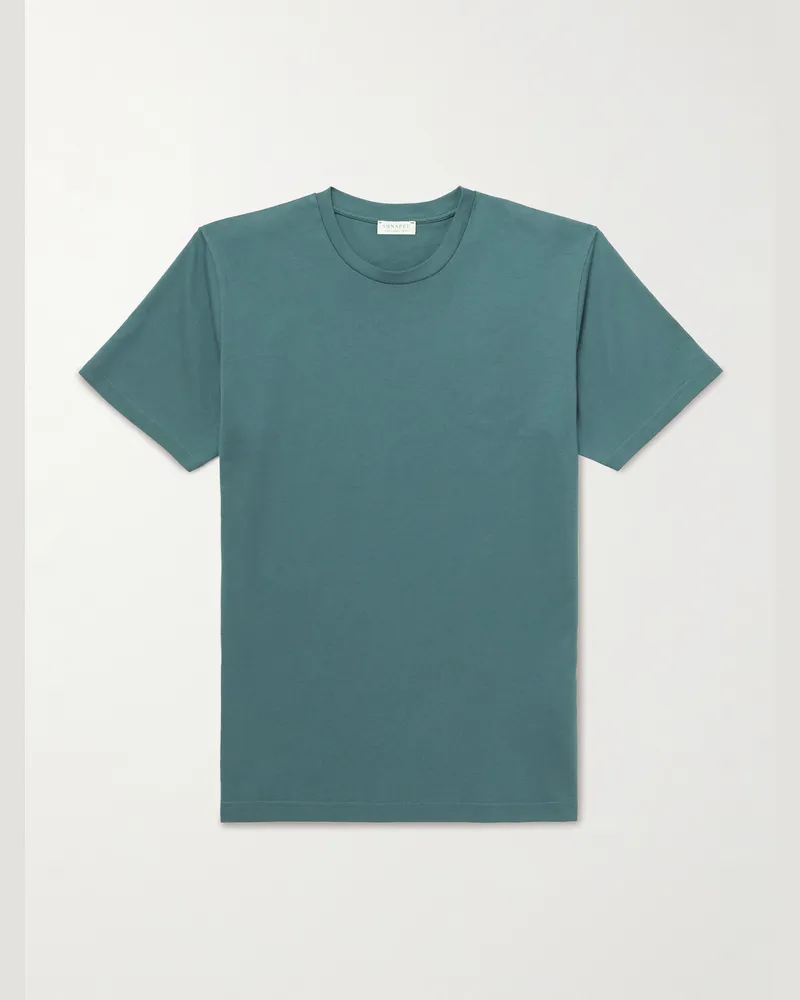 Sunspel Riviera Cotton-Jersey T-Shirt Blue
