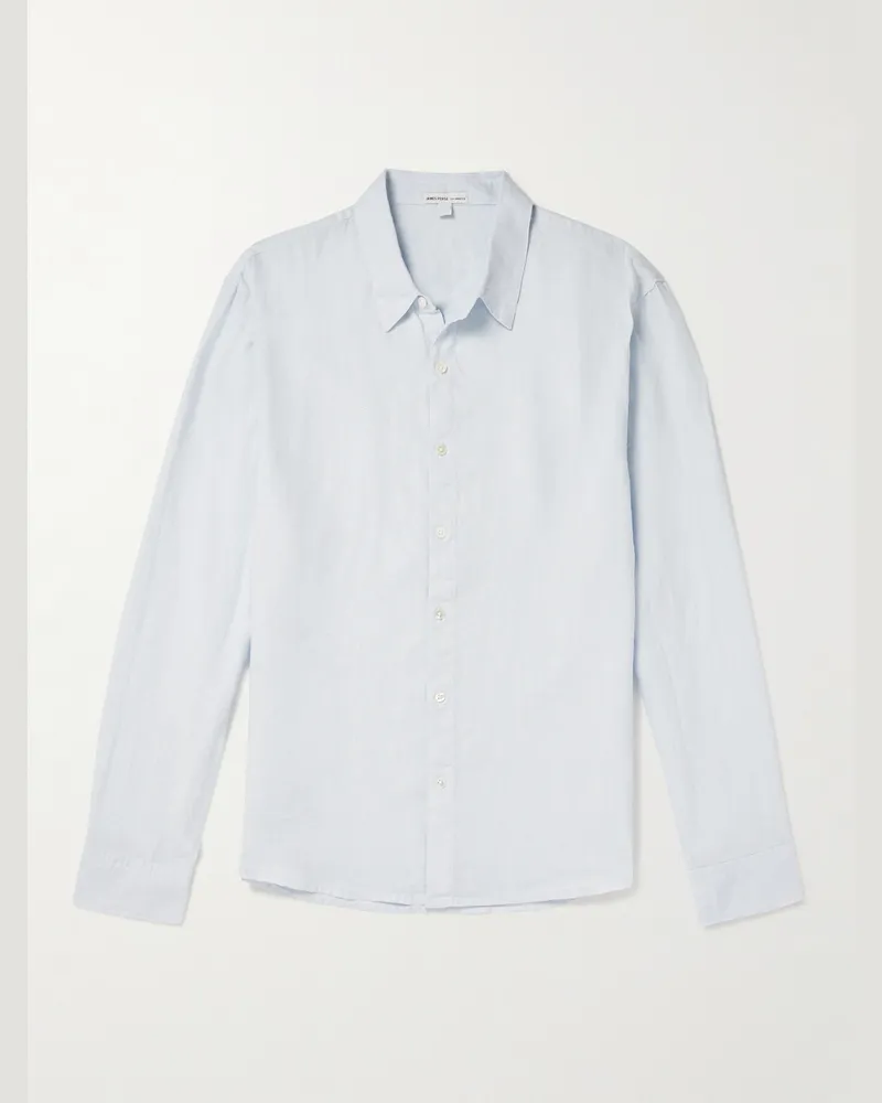 James Perse Hemd aus Leinen in Stückfärbung Blau