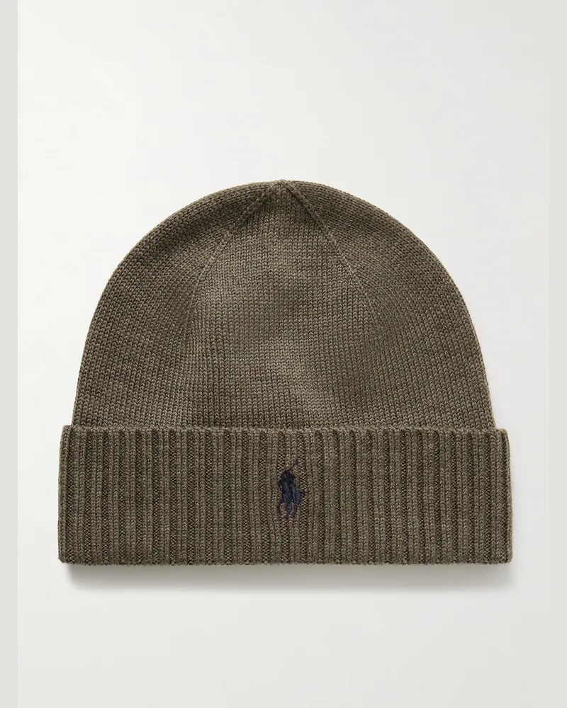 Ralph Lauren Logo-Embroidered Wool Beanie Green
