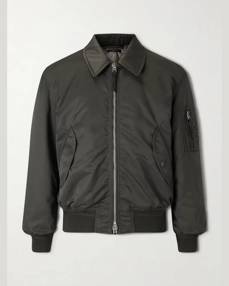 Tom Ford Padded Satin Bomber Jacket Green