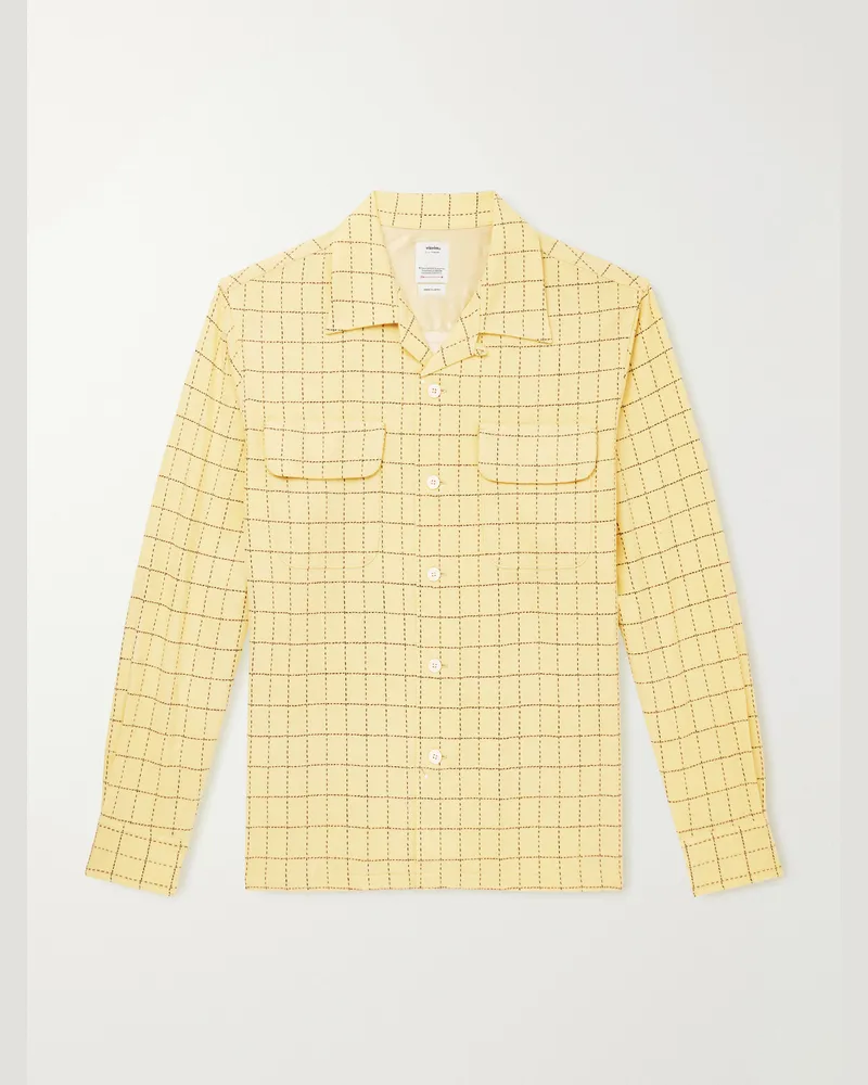 Visvim Carrow kariertes Hemd aus Wolle mit wandelbarem Kragen Gelb