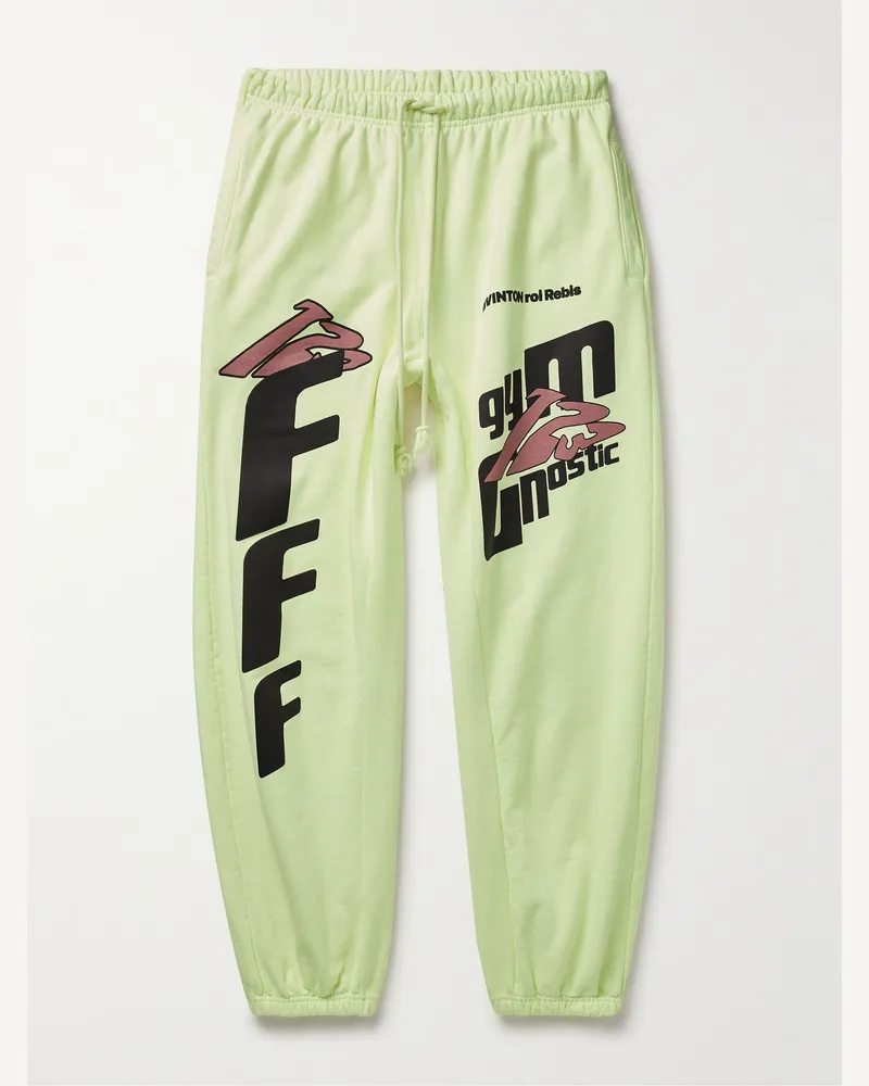 RRR123 Fasting for Faster schmal zulaufende Jogginghose aus Baumwoll-Jersey mit Prints Grün