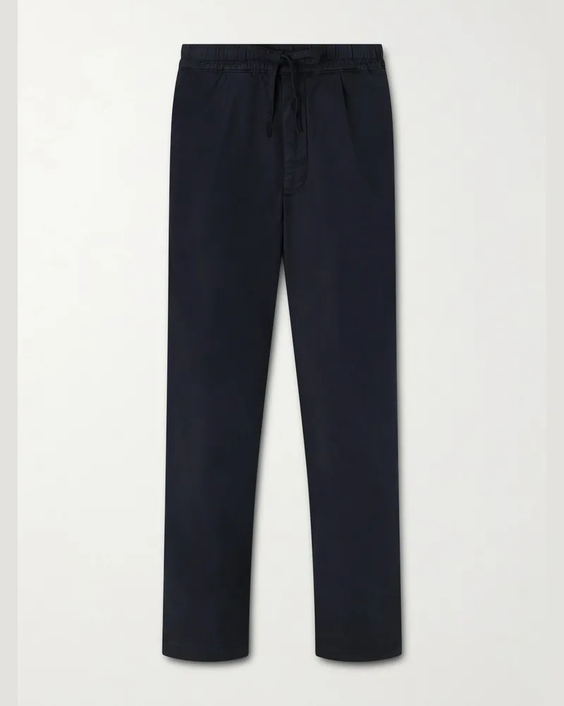 Officine Generale Peterson Tapered Pleated Cotton-Blend Twill Drawstring Trousers Black