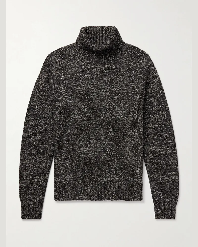 RRL Rollkragenpullover aus einer Mischung aus Wolle, Baumwolle und Leinen Grau