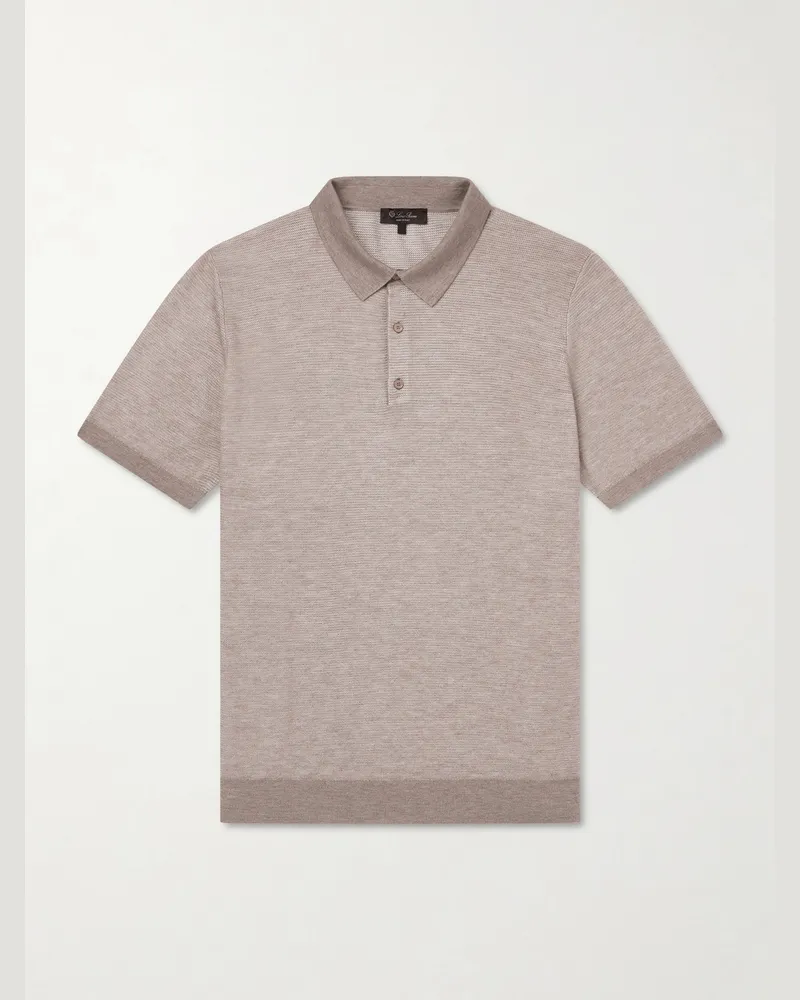 Loro Piana Manipur Cashmere and Silk-Blend Polo Shirt Neutrals