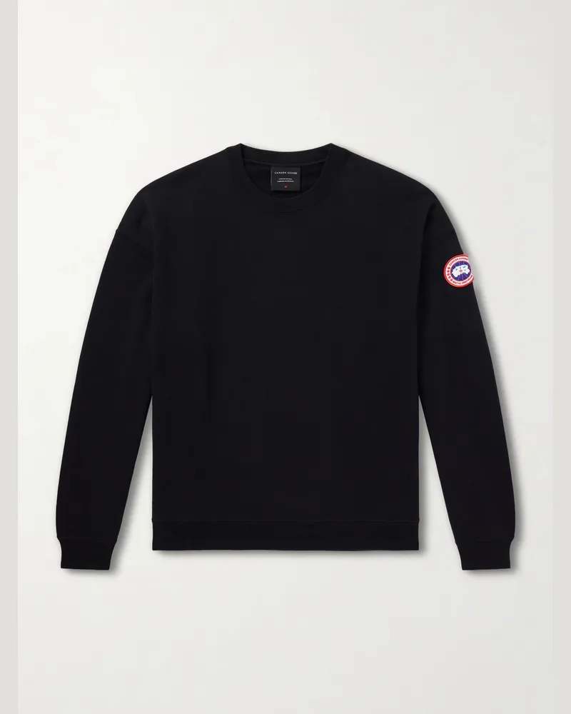 Canada Goose Rove Logo-Embroidered Cotton-Jersey Sweater Black