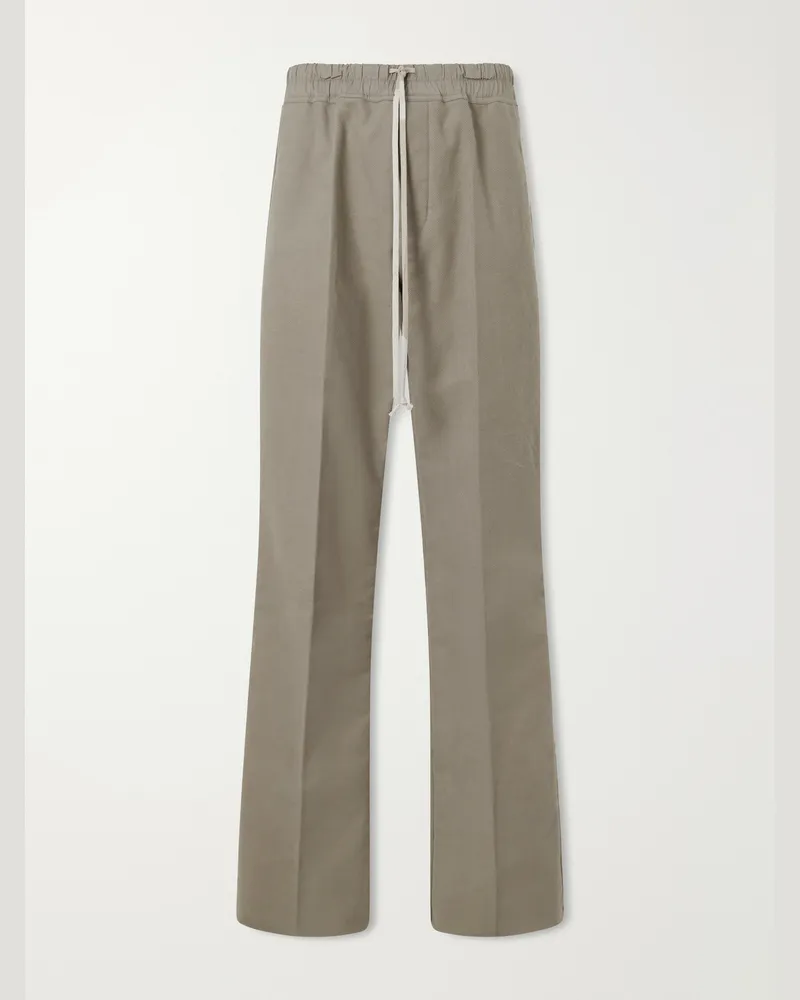 Rick Owens Dietrich Straight-Leg Cotton-Twill Drawstring Trousers Gray