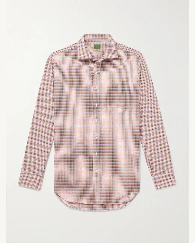 Sid Mashburn Schmal geschnittenes Hemd aus Baumwoll-Twill mit Cutaway-Kragen Orange