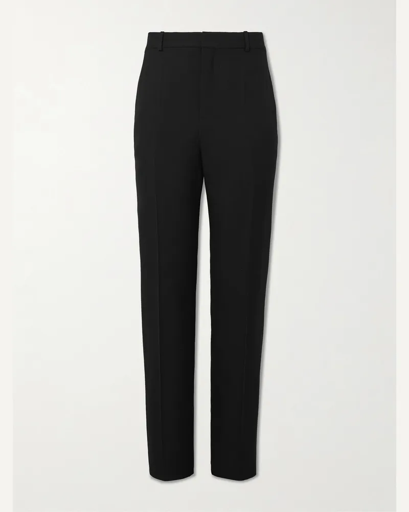 Saint Laurent Straight-Leg Wool-Twill Trousers Black