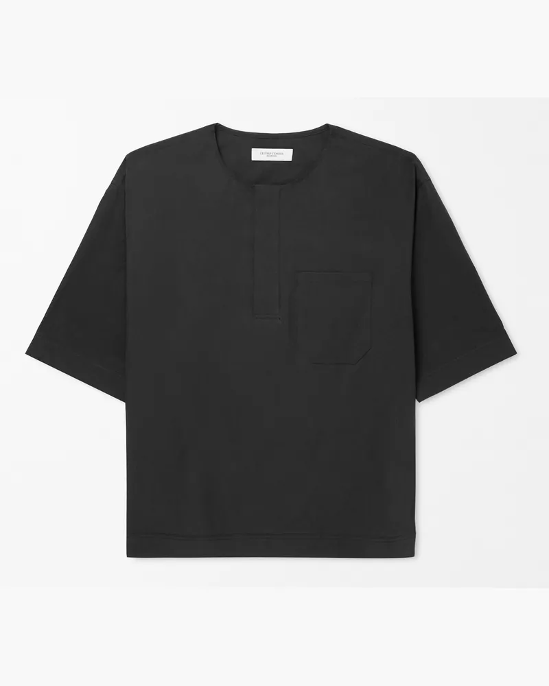 LE 17 SEPTEMBRE Shell Henley T-Shirt Black
