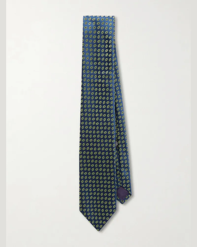 Charvet 8.5cm Silk-Jacquard Tie Blue