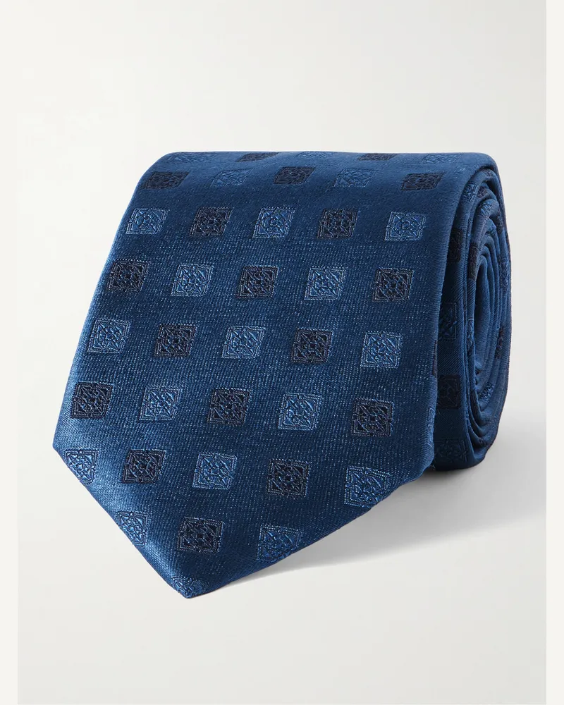Brunello Cucinelli Krawatte aus Seiden-Jacquard, 8 cm Blau