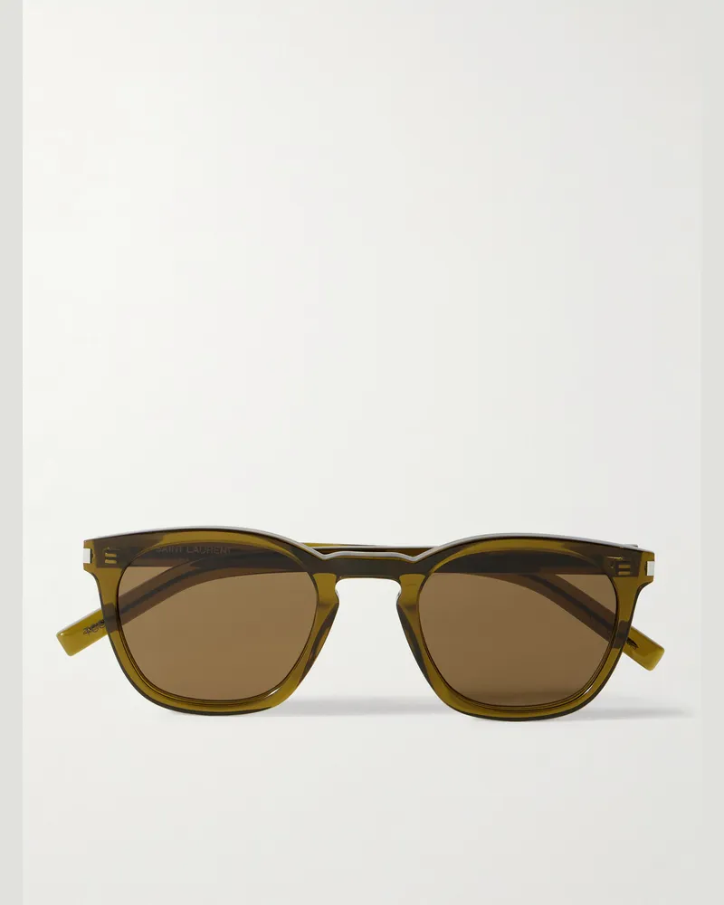 Saint Laurent Sonnenbrille mit D-Rahmen aus recyceltem Azetat Grün