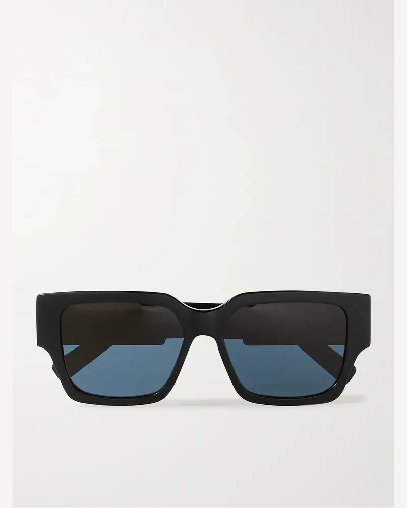 Dior CD SU Sonnenbrille mit eckigem Rahmen aus Azetat und silberfarbenen Details Schwarz