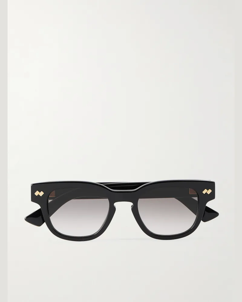 Bottega Veneta Intrecciato Panthos Square-Frame Recycled-Acetate Sunglasses Black