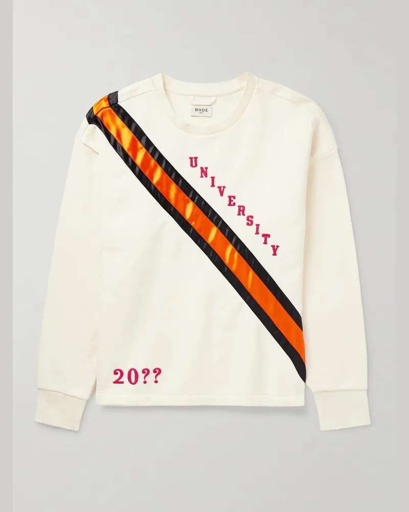 BODE Grad Colors Sweatshirt aus Baumwoll-Jersey mit Satinbesatz und Stickereien Neutral