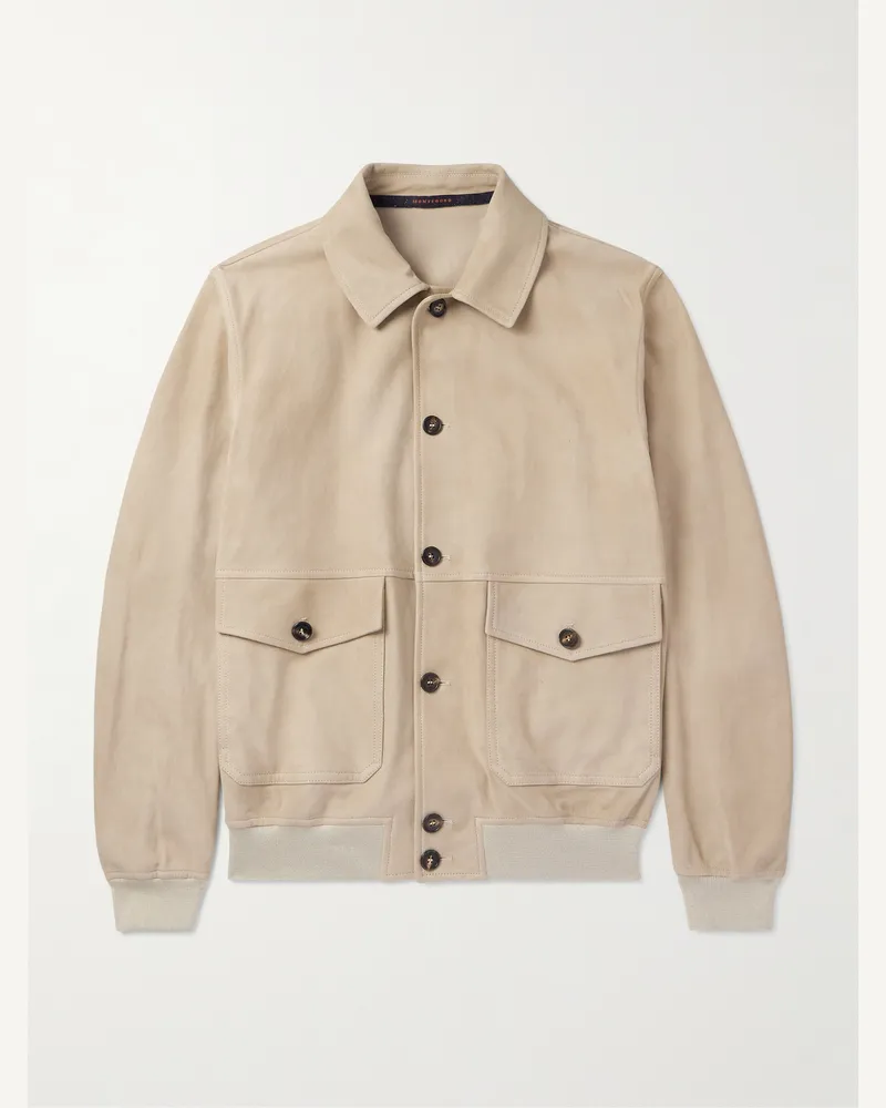 Incotex Montedoro Bomberjacke aus Veloursleder Neutral
