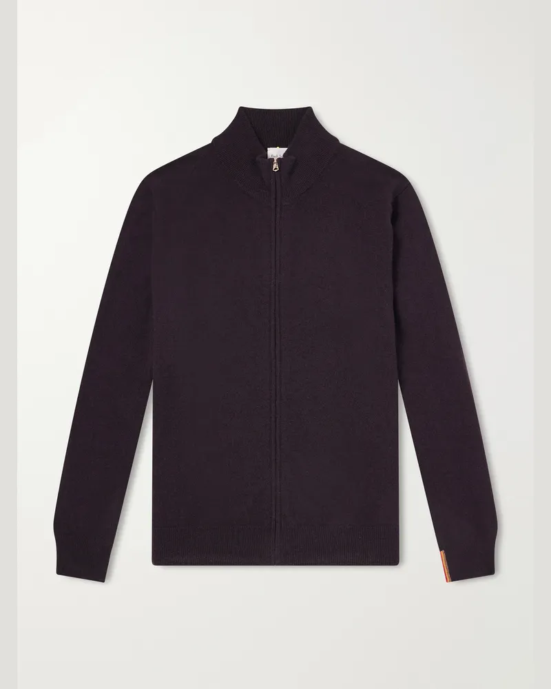 Paul Smith Cashmere Zip-Up Cardigan Brown
