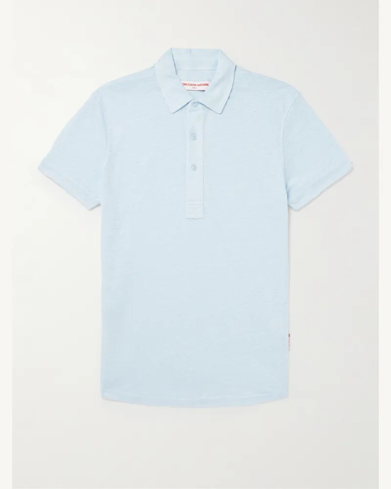 Orlebar Brown Sebastian Polohemd aus Leinen-Jersey Blau