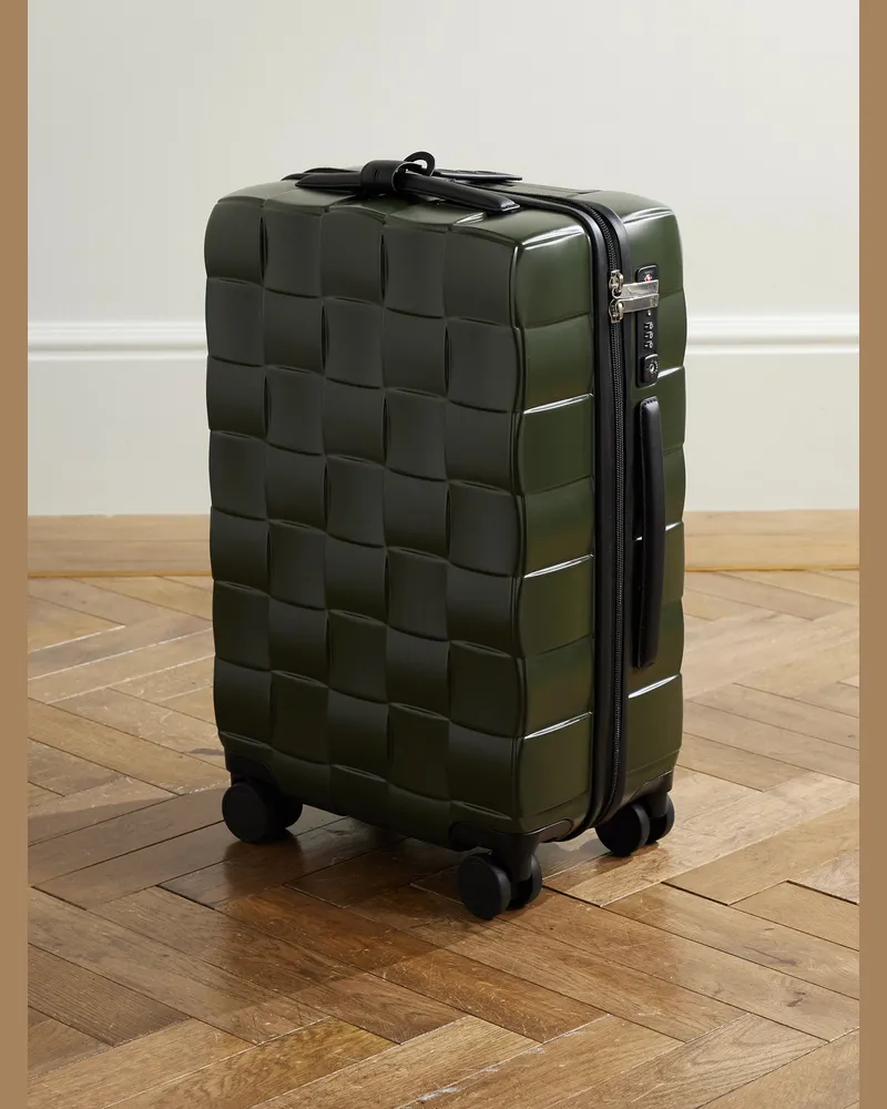 Bottega Veneta Odyssey Koffer aus Polycarbonat in Intrecciato-Optik mit Lederbesatz, 55 cm Grün