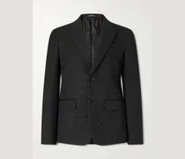Slim-Fit Logo-Jacquard Cotton-Blend Blazer