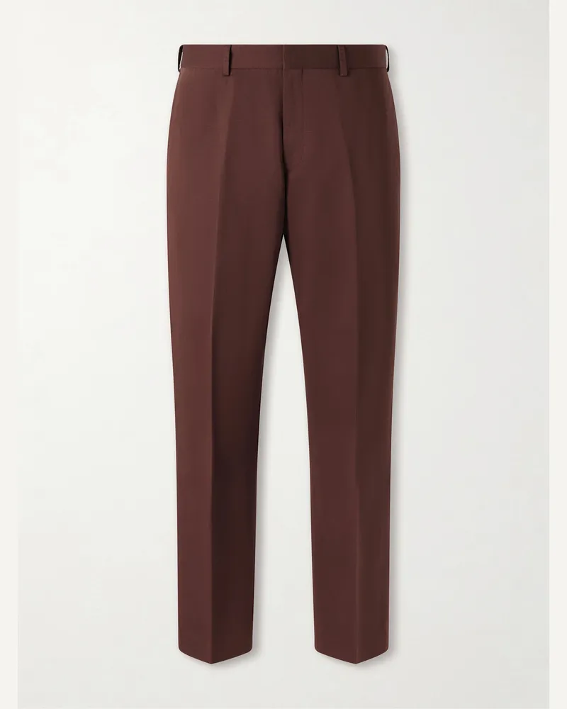 Paul Smith Straight-Leg Cotton and Linen-Blend Twill Trousers Brown