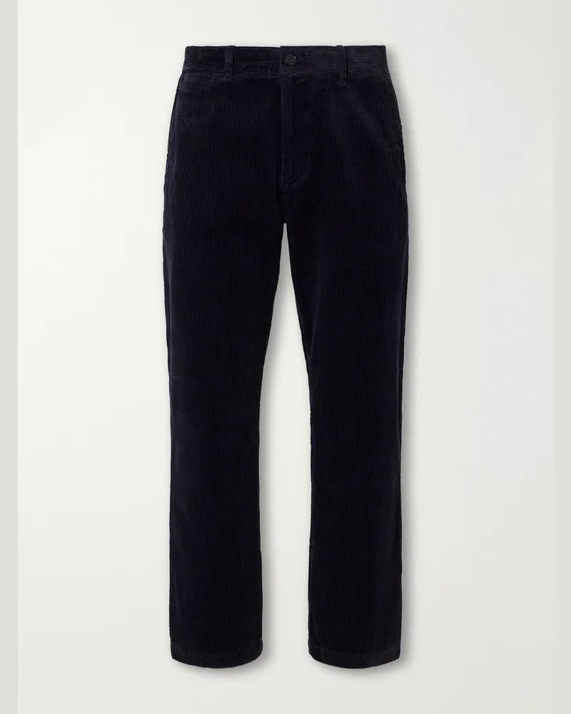 NN 07 Aden 50004 Straight-Leg Organic Cotton-Corduroy Trousers Blue