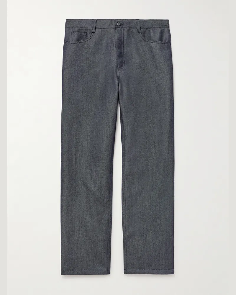 MR P. Straight-Leg Wool and Mohair-Blend Jeans Blue