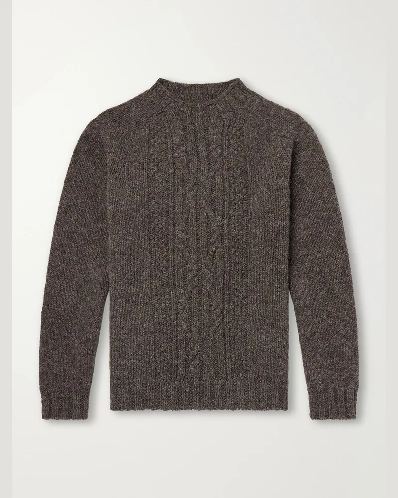 Barbour Cable-Knit Wool Sweater Brown