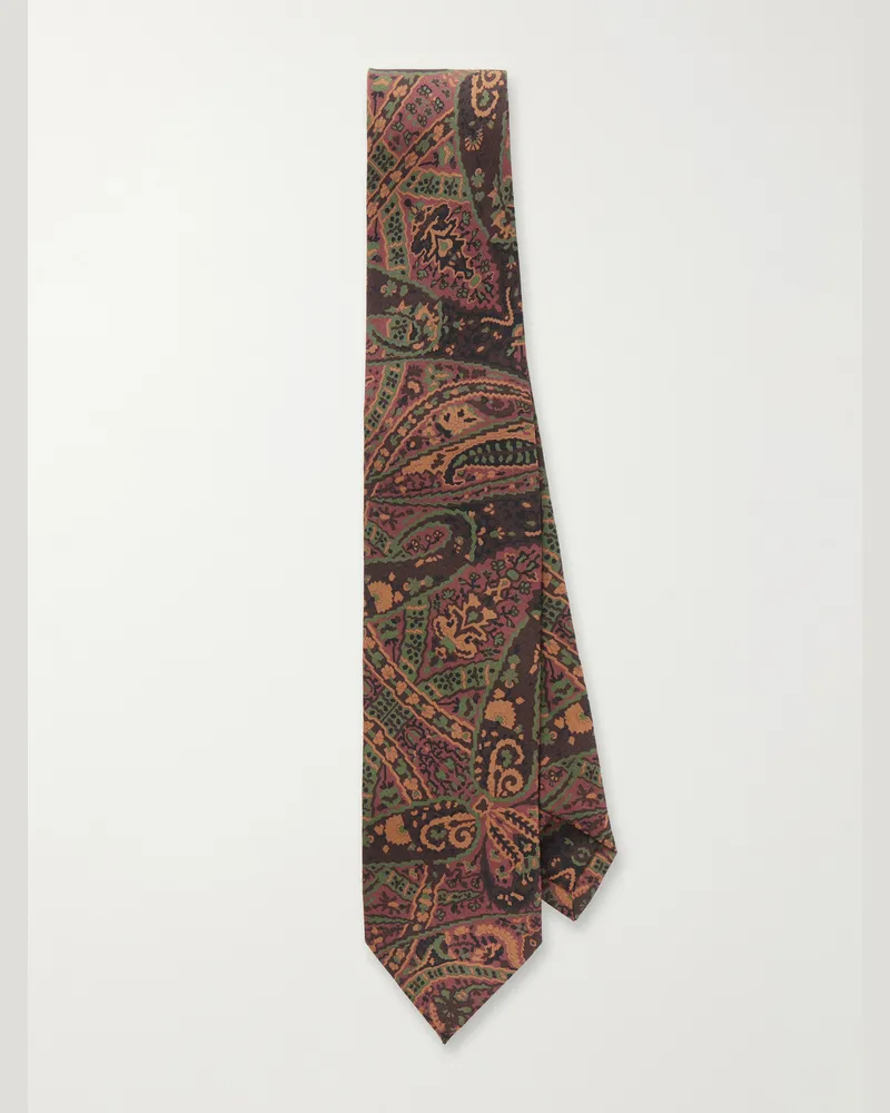 Drake's 7cm Paisley-Print Wool and Silk-Blend Tie Brown