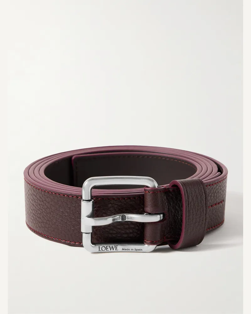 Loewe Gürtel aus vollnarbigem Leder, 3,5 cm Burgunder