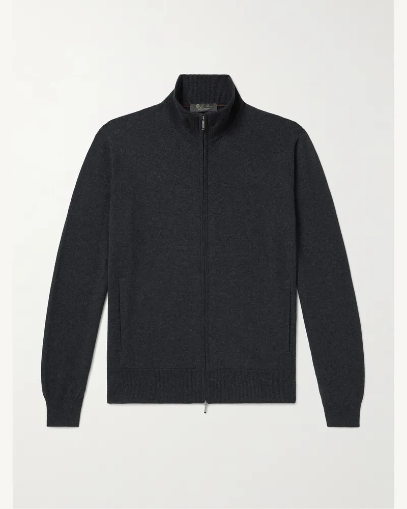 Loro Piana Cashmere Zip-Up Sweater Gray