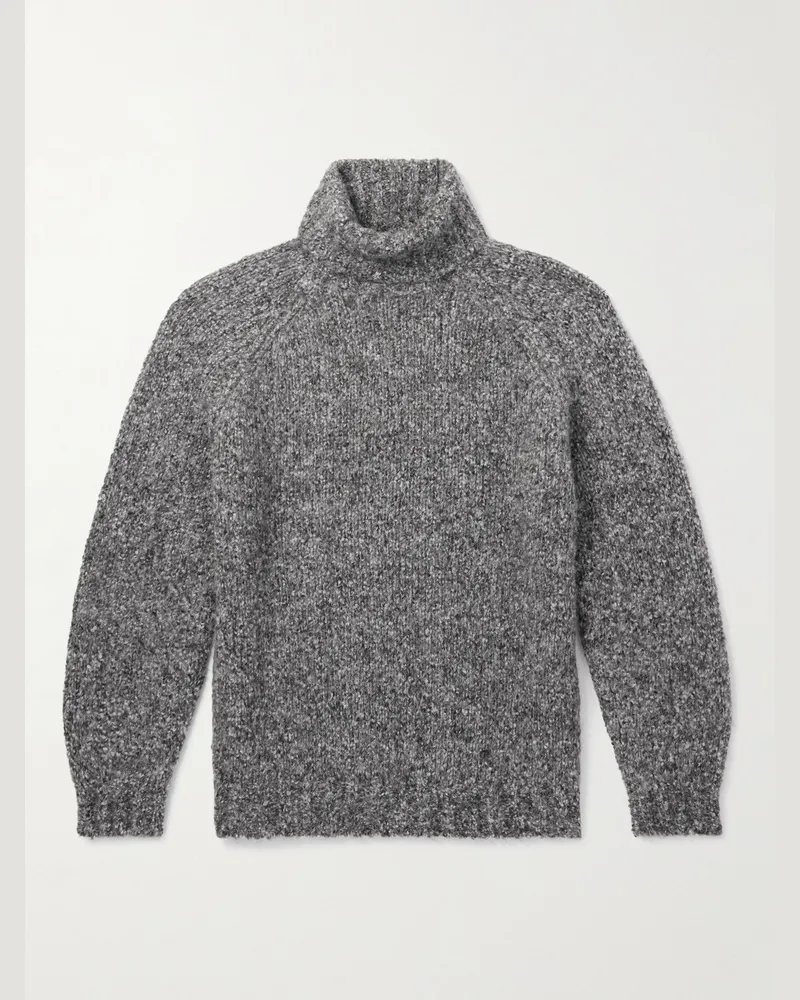 Brunello Cucinelli Gerippter Rollkragenpullover aus einer gebürsteten Alpakawollmischung Grau