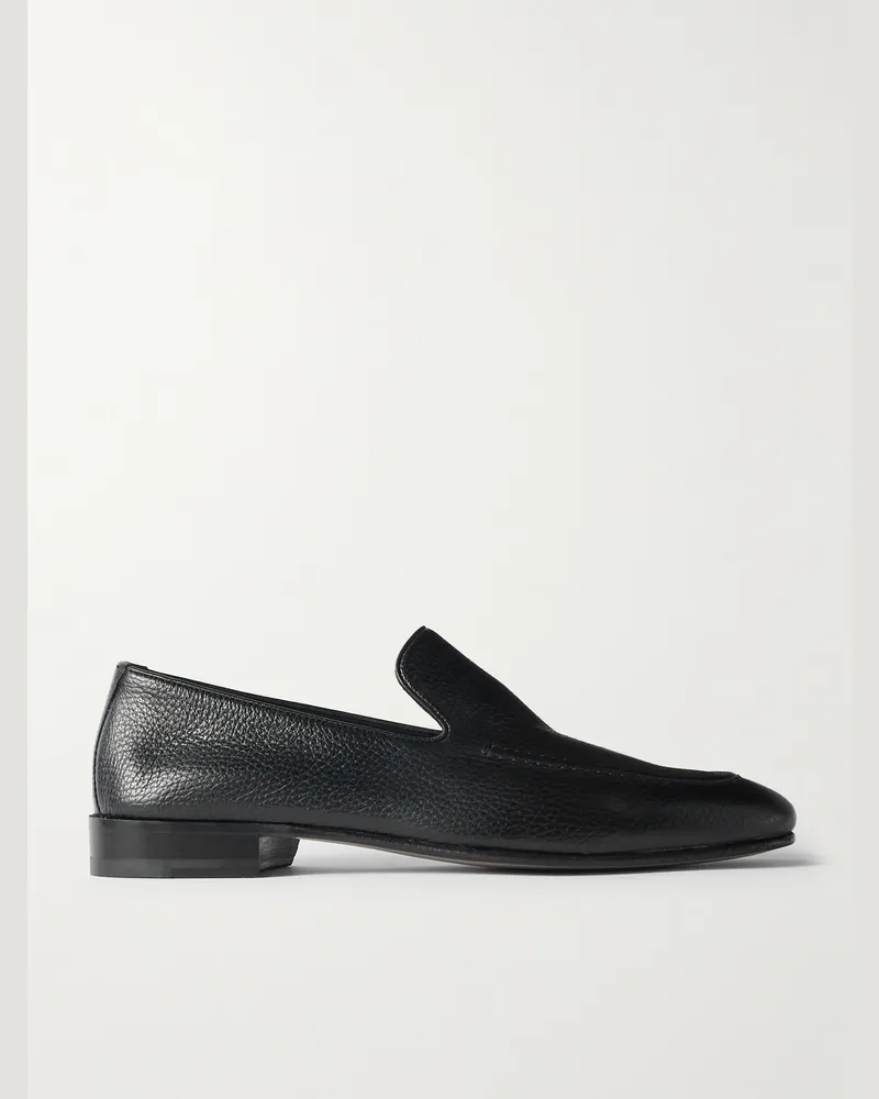 Manolo Blahnik Truro Loafers aus vollnarbigem Leder Schwarz