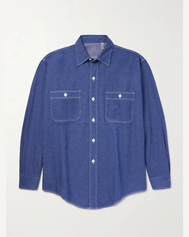 Kaptain Sunshine Work Hemd aus einer Baumwoll-Hanfmischung Blau