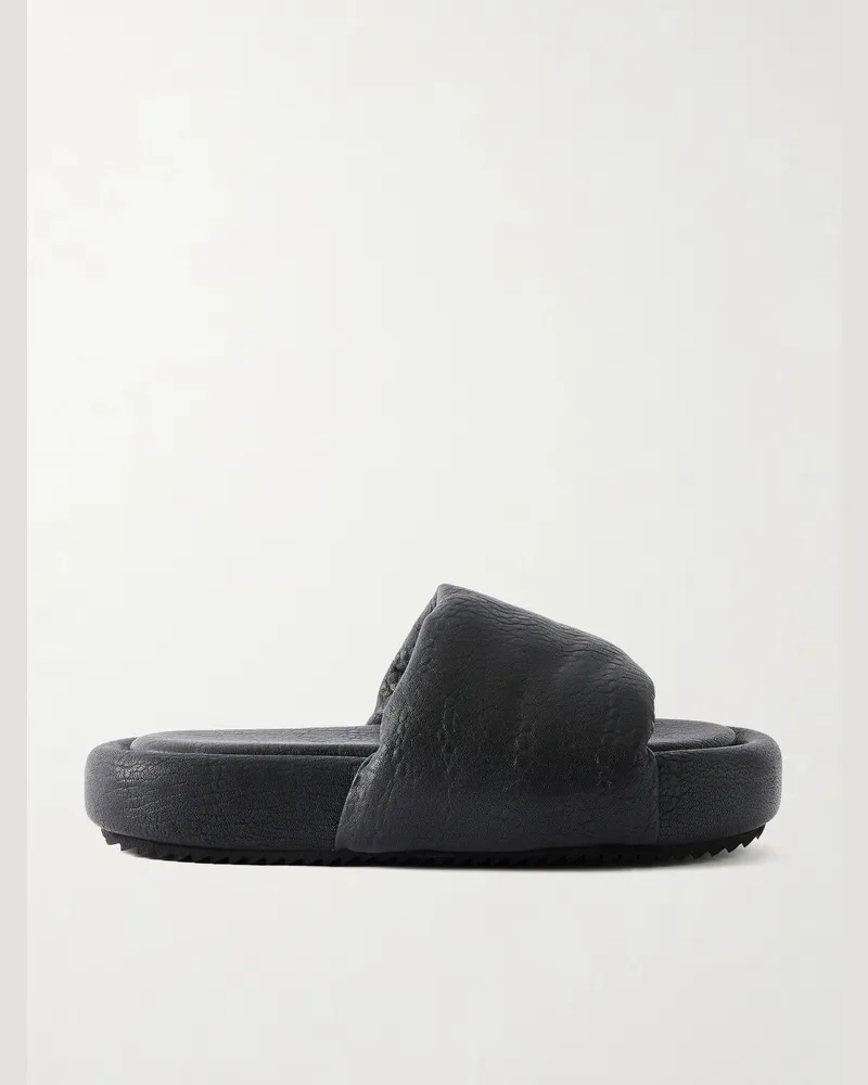 Rick Owens Chancla Full-Grained Leather Slides Black