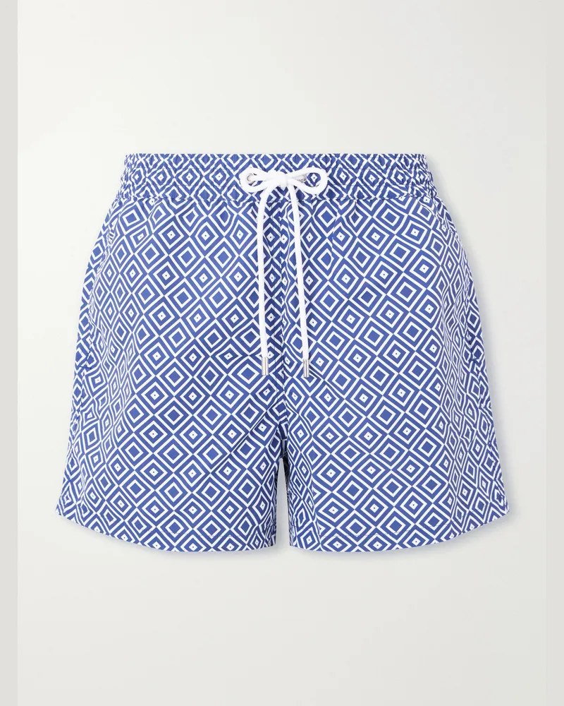 Frescobol Carioca Rio Straight-Leg Mid-Length Recycled Swim Shorts Blue