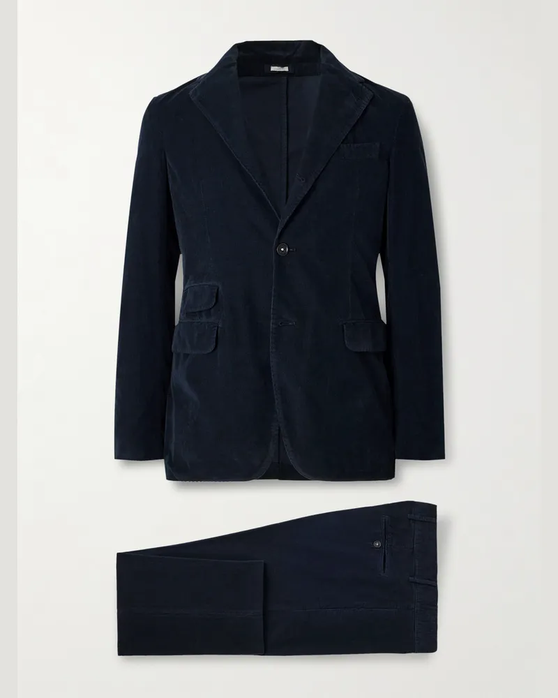 Massimo Alba Sand Anzug aus Baumwollcord Blau