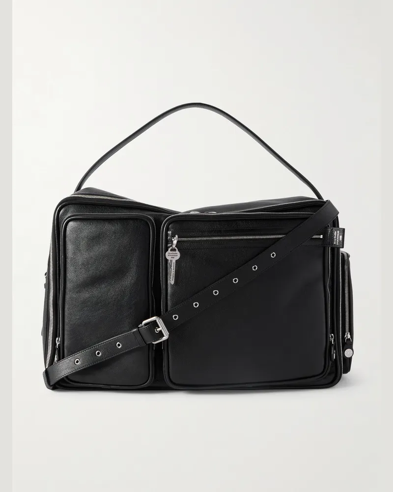 Acne Studios Camero Hotel Reisetasche aus vollnarbigem Leder Schwarz