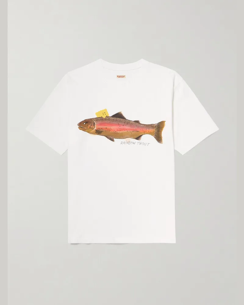KAPITAL T-Shirt aus Baumwoll-Jersey mit Print Weiß
