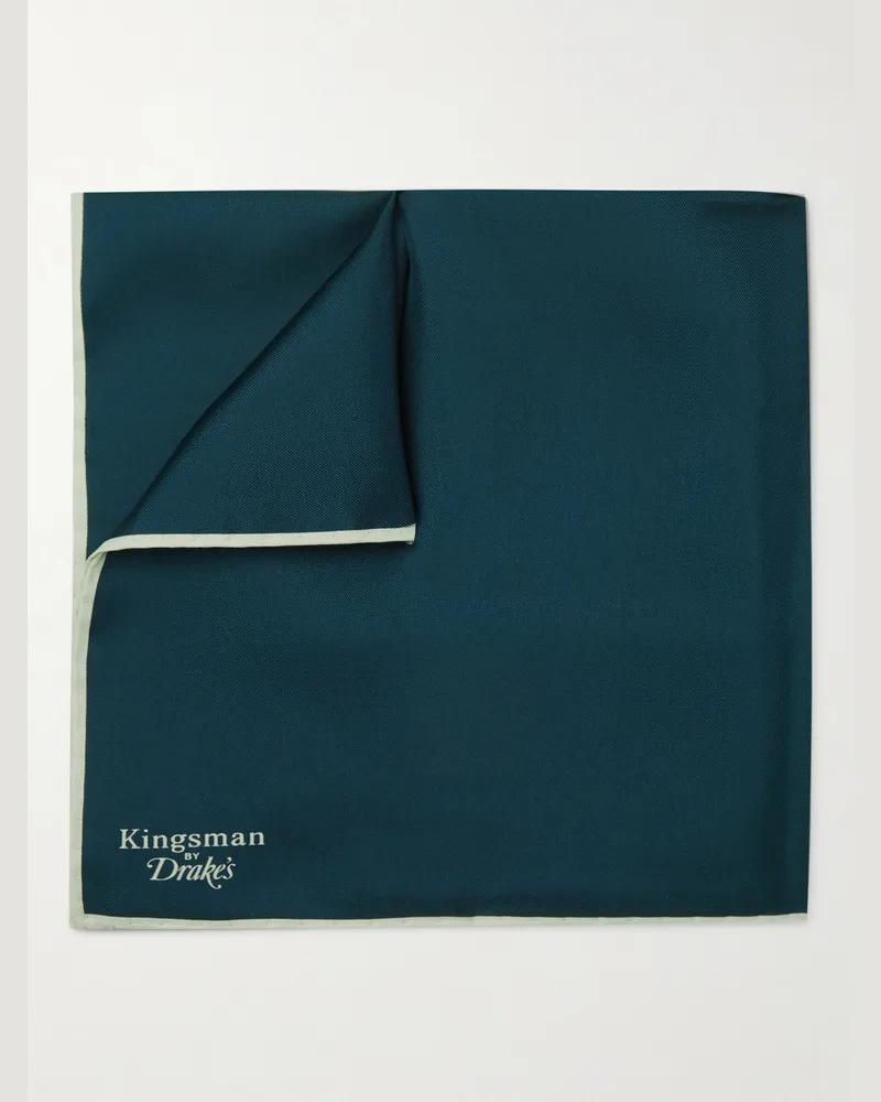 Kingsman Drake‘s Einstecktuch aus Seide Blau