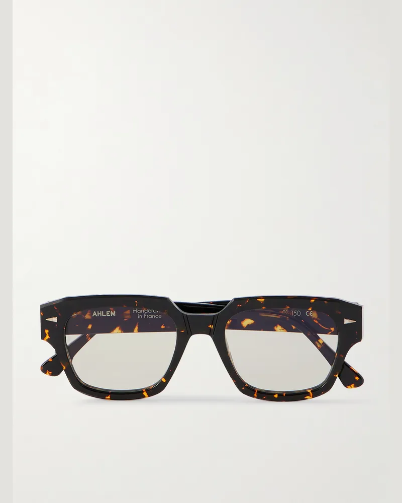 AHLEM Rivoli Sonnenbrille mit eckigem Rahmen aus Azetat in Schildpattoptik Horn