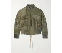 Mixed Army Flight Patchwork-Jacke aus Baumwolle mit Reißverschluss und Zierknöpfen