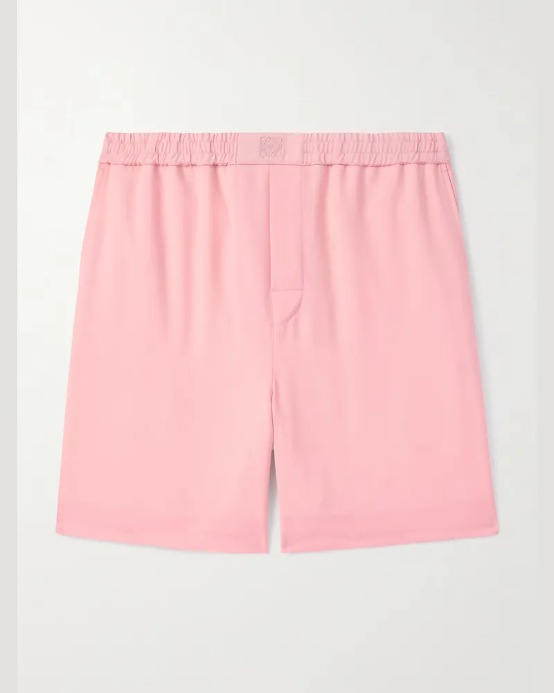 Loewe Gerade geschnittene Shorts aus Wolle mit Logostickerei Pink