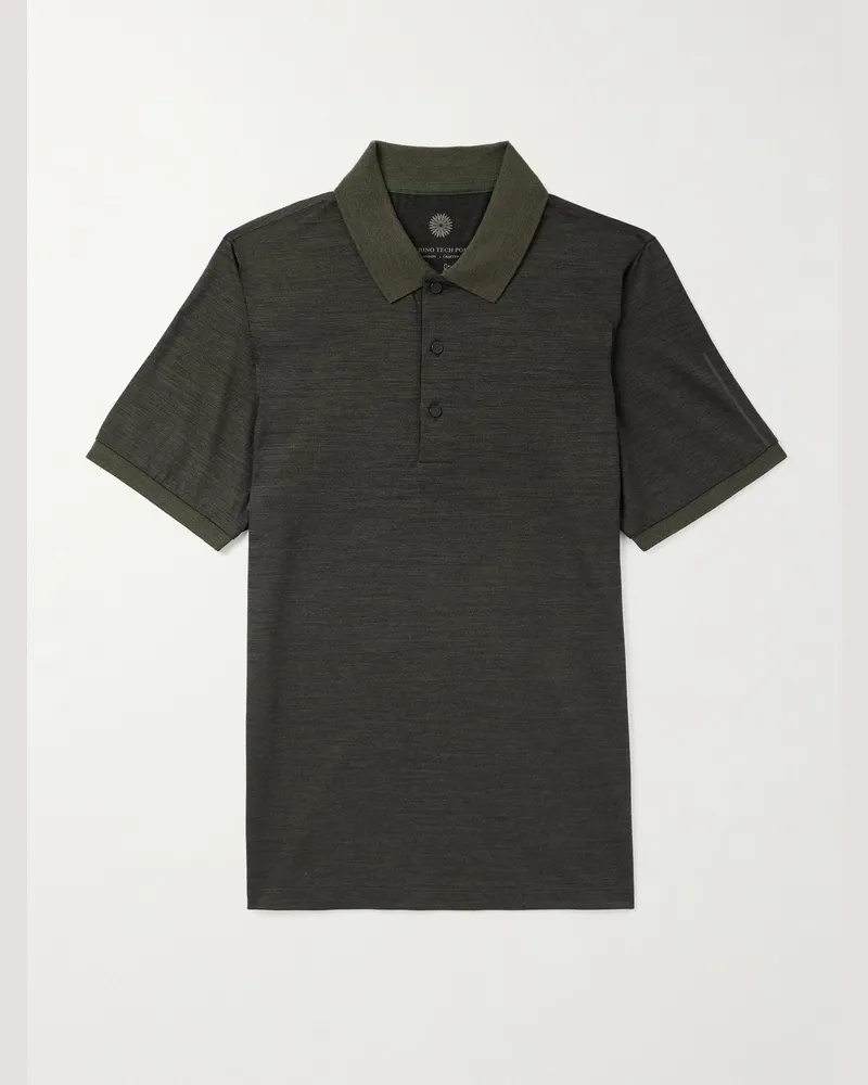 PURDEY Merino Wool and Lyocell-Blend Piqué Polo Shirt Green