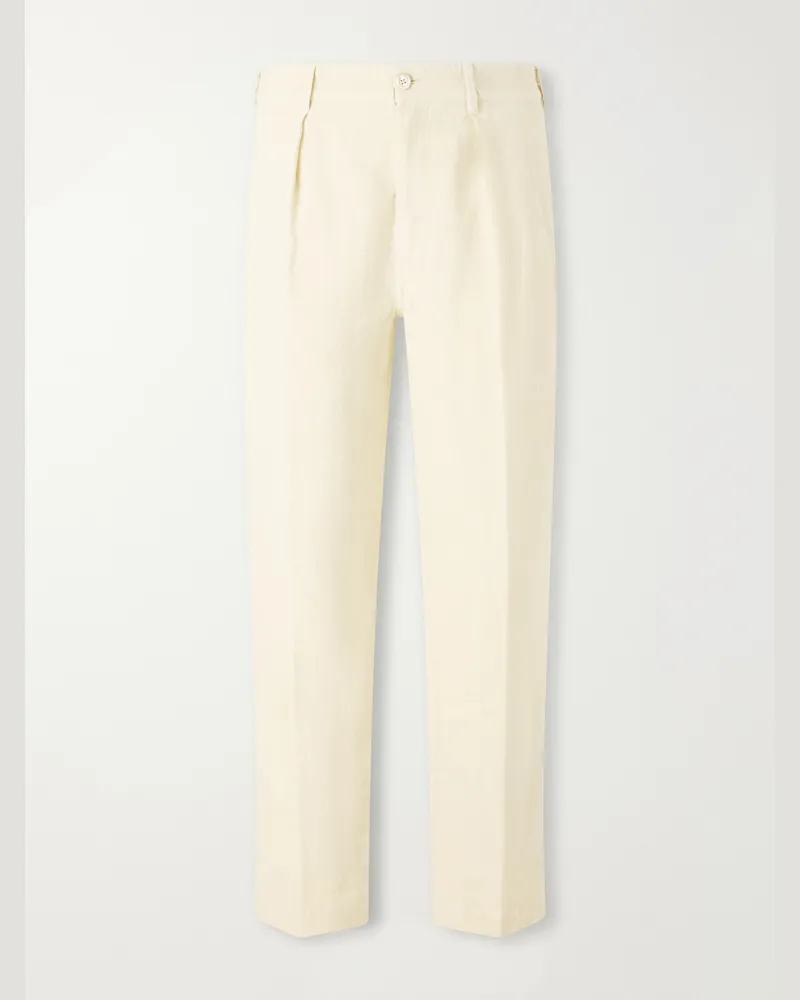Drake's Games Linen Straight-Leg Trousers Neutrals