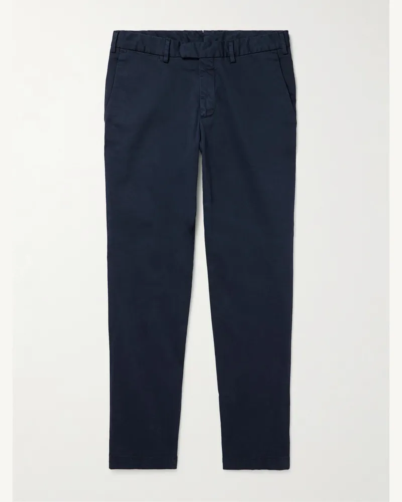 Thom Sweeney Gerade geschnittene Hose aus Twill aus einer Baumwollmischung Blau